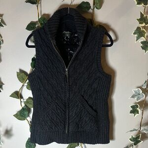 Eddie Bauer Charcoal Cable Knit Sweater Vest